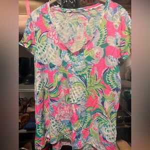 Lilly Pulitzer Multicolor Floral V-Neck Etta Tee
